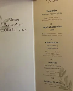 Wein menu